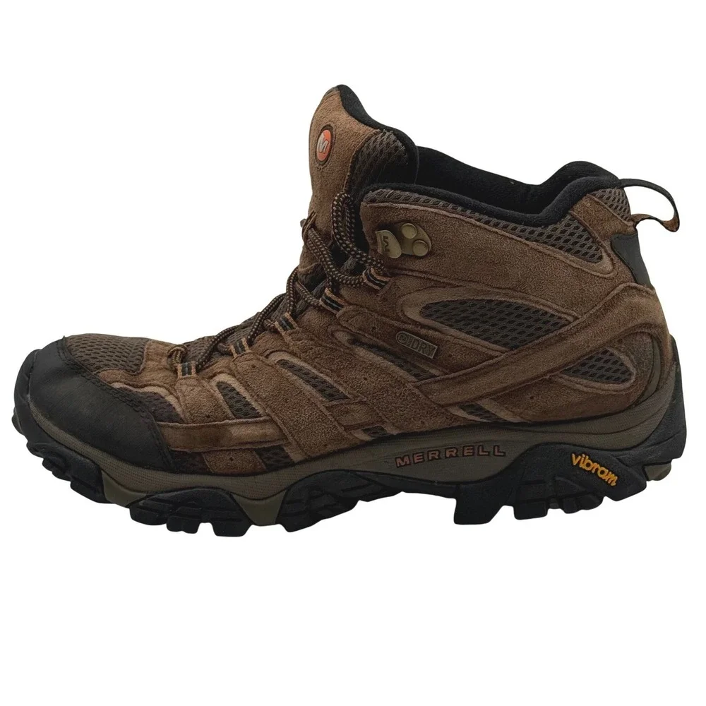 Merrell Moab 2 Mid Waterproof Hiking Boots Vibram Men's Size 10.5 Earth Brown